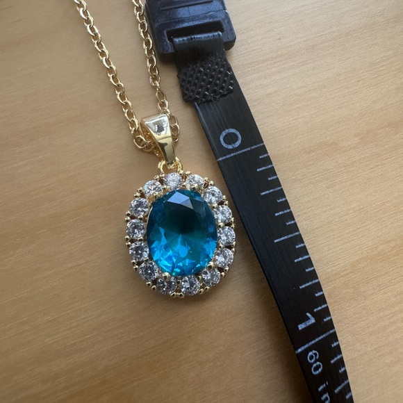 Ocean Blue Crystal Pendant Made with Authentic Swarovski Crystals - Picture 7 of 8